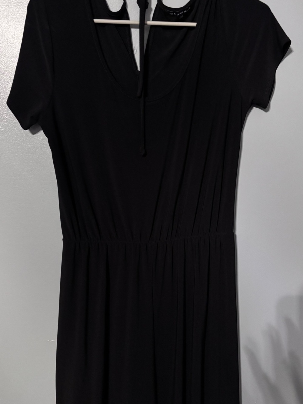 Black Short-Sleeve Waist-Detail Jumpsuit